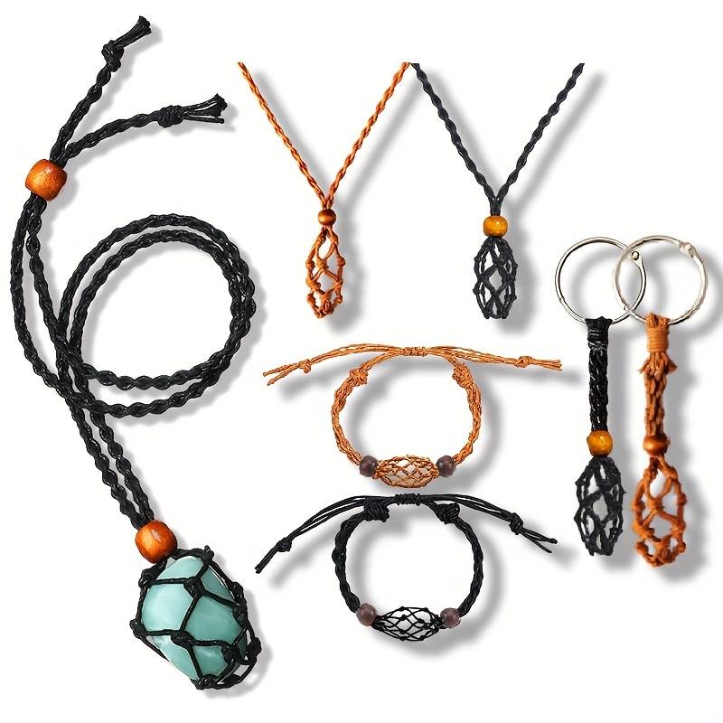 Adjustable Crystal Holder Set Braided Bracelet Necklace Cage - Temu